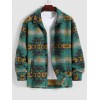 Men's Ethnic Aztec Printed Button Front Slant Pocket Woolen Jacket